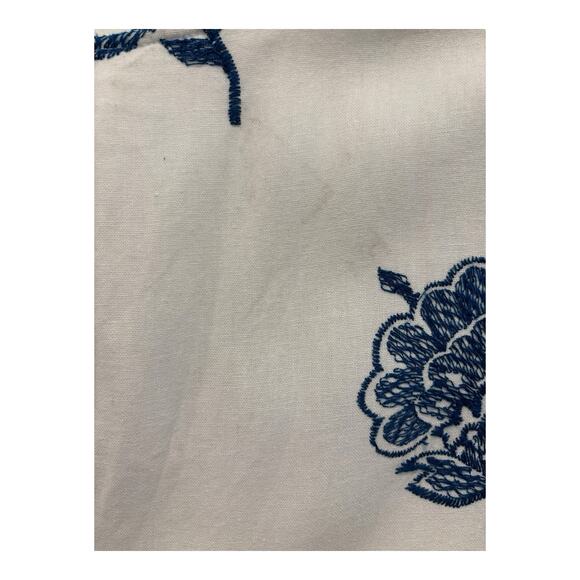 Old Navy Dress Linen Blend Size Medium White Floral Embroidery Contrast Hem Flaw - Picture 5 of 11